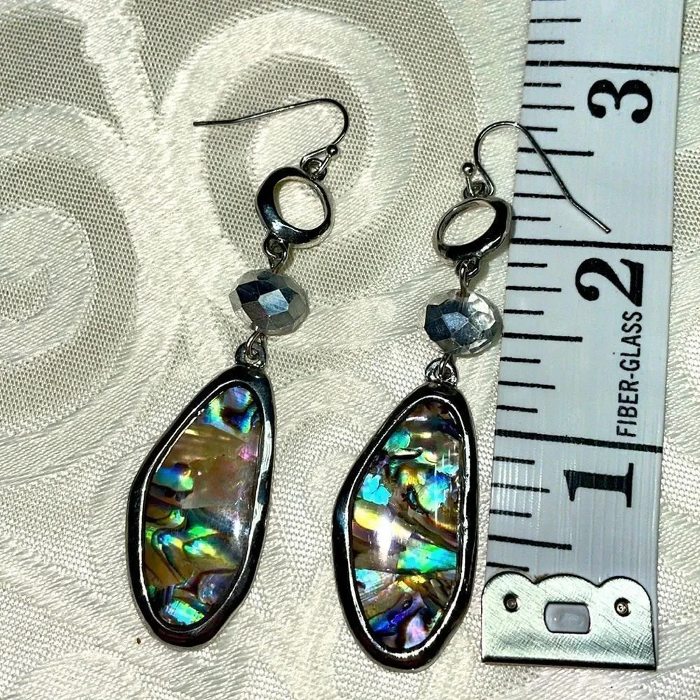 Erica Lyons adjustable abalone pendant necklace & drop earrings set